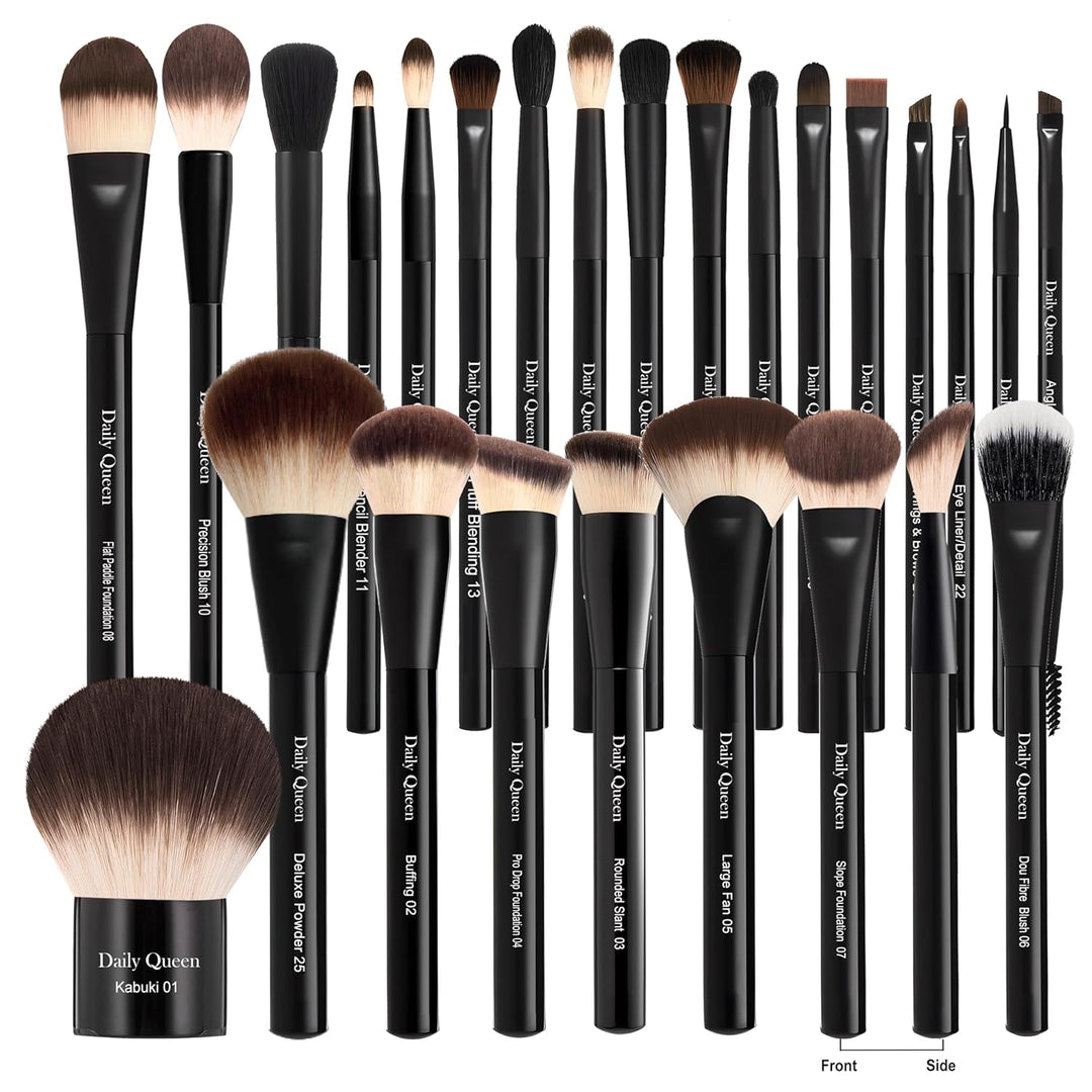 Juego de 25 brochas de maquillaje, color negro, profesional Kabuki,...