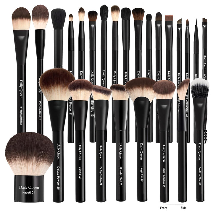 Juego de 25 brochas de maquillaje, color negro, profesional Kabuki,...