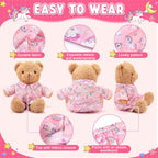 Litherr S 2 juegos de pijamas de oso de peluche azul y