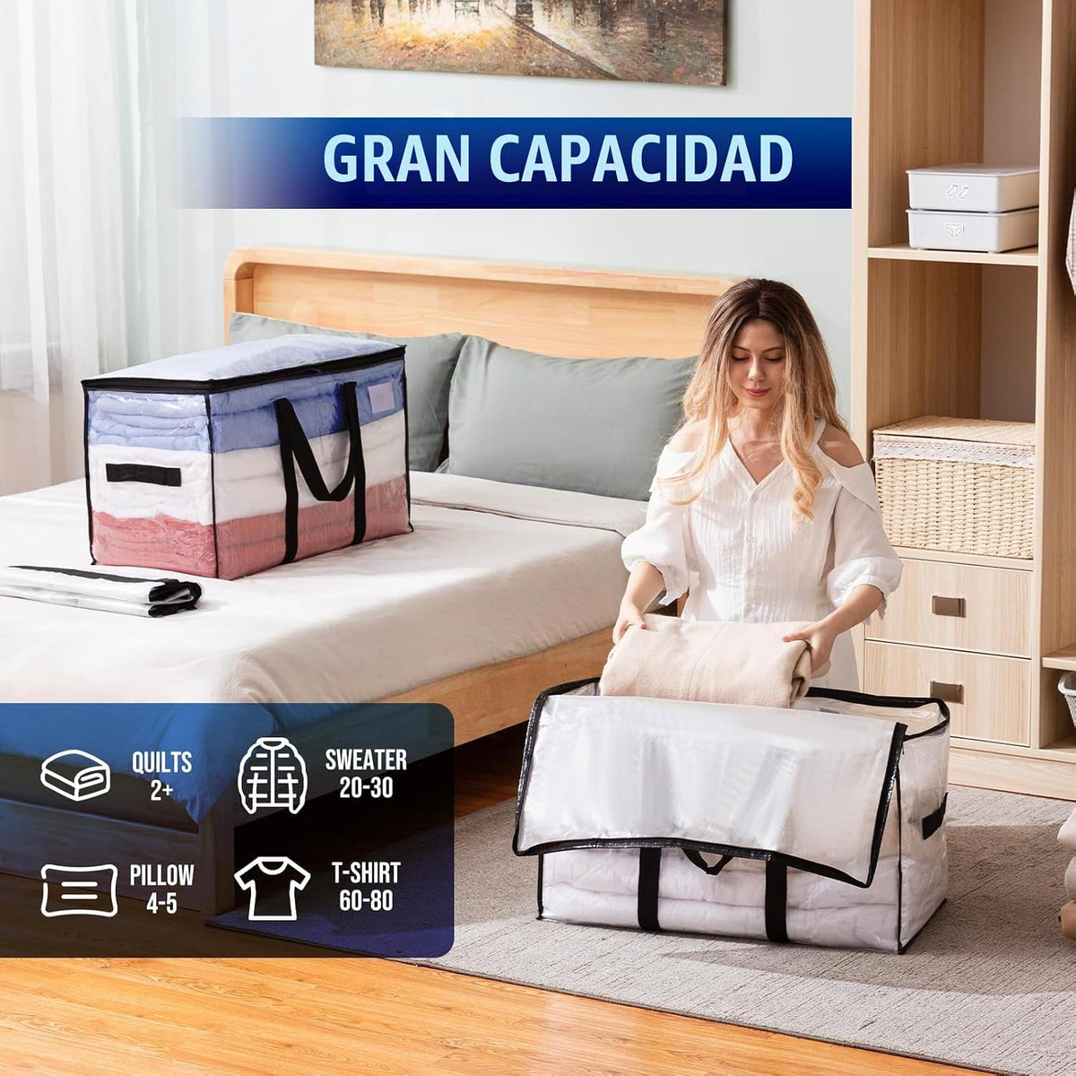TAILI 4 Pack Clear Extra Large Moving Bags,Storage Bag con Visible Window