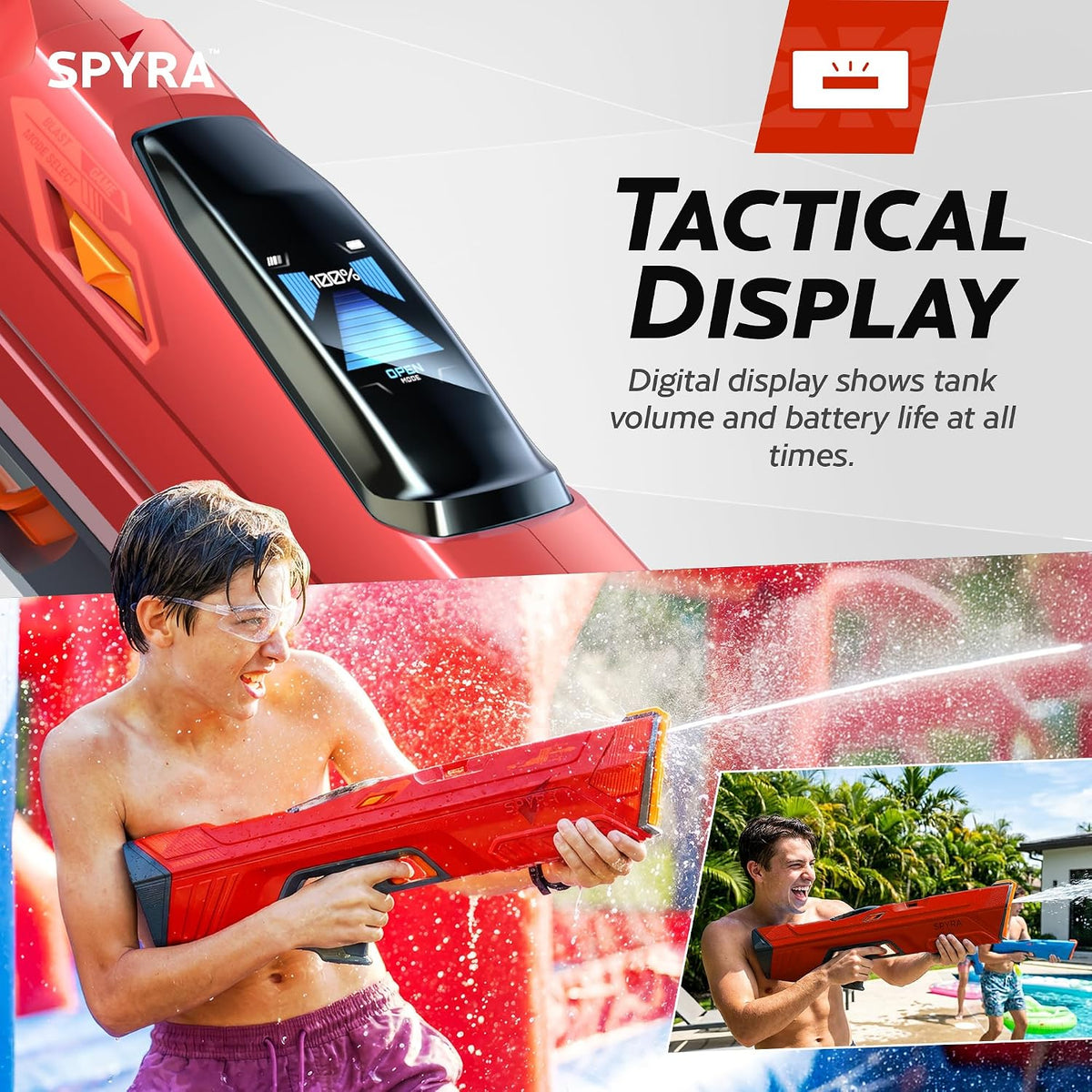 SPYRA Pistola eléctrica de agua, pistola de chorro al aire libre para