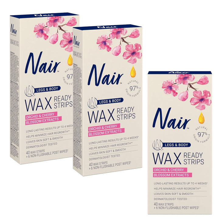 Nair - Tiras depiladoras listas para piernas y cuerpo, color rosa,...