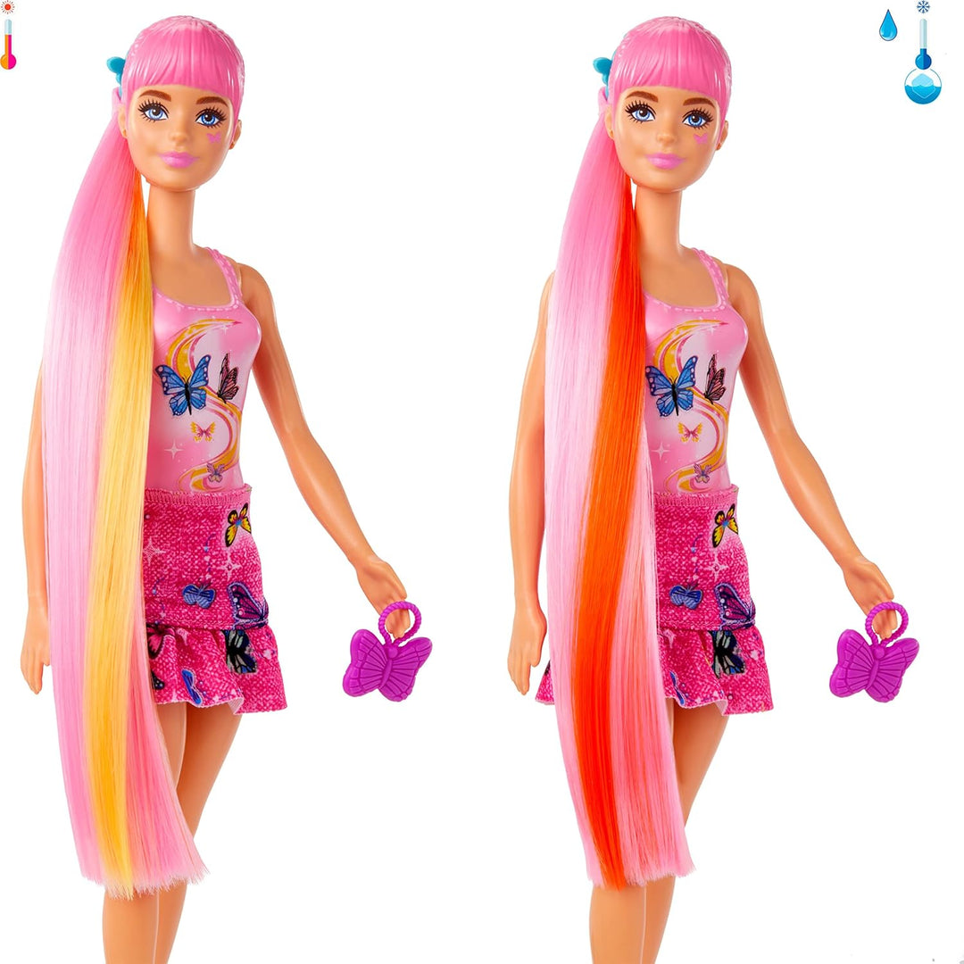 Muñeca Barbie Color Reveal con Accesorios, Serie Denim, Patchwork c...