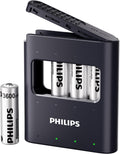 Lámpara PHILIPS Batería de litio AA recargable, paquete de 4, batería de iones de litio de 1.5 V 3600 mWh, 1200 baterías de larga duración funciona con controladores de juego