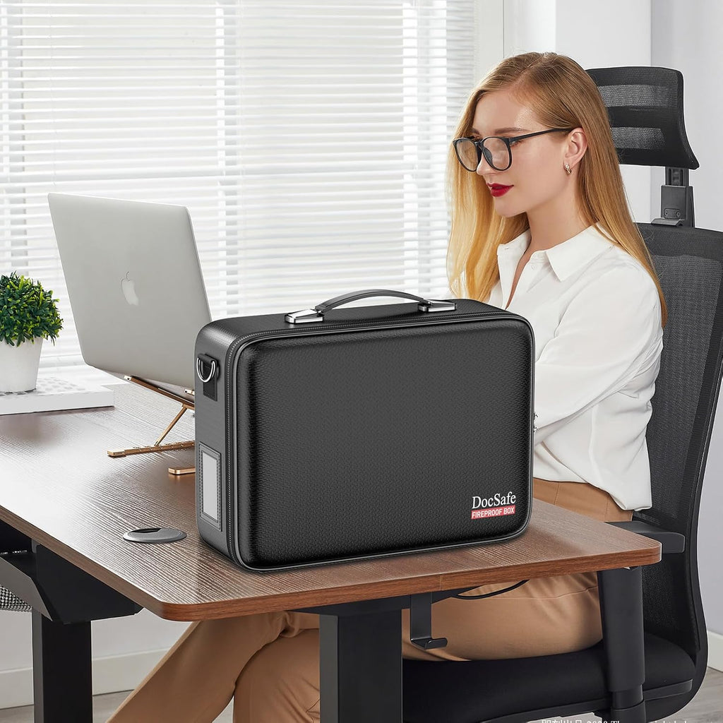 DocSafe Caja de documentos ignífuga Estuche rígido con cerradura y carpeta