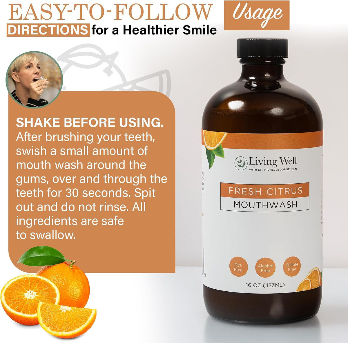 Enjuague bucal remineralizante de cítricos frescos Living Well con...
