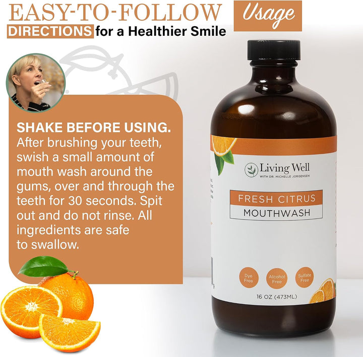 Enjuague bucal remineralizante de cítricos frescos Living Well con...
