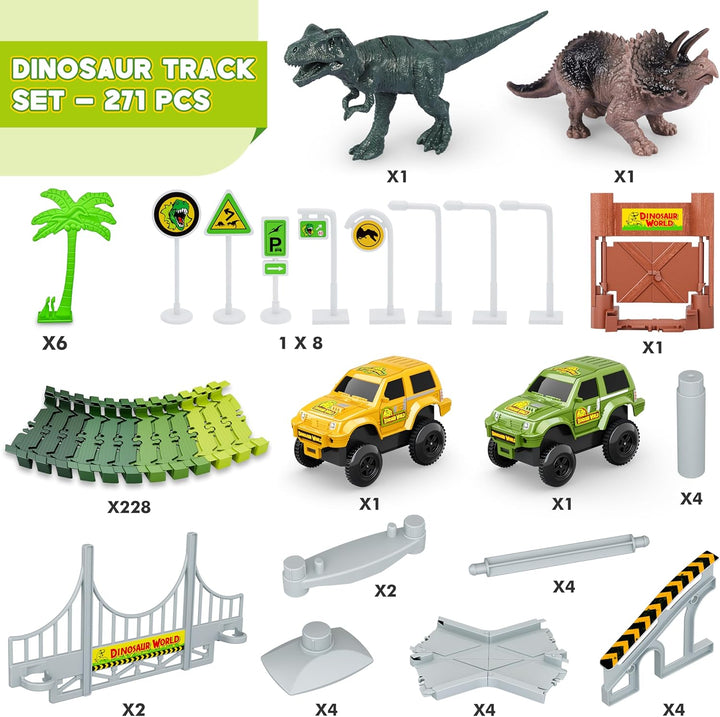 Pistas de dinosaurios, 271 piezas Create A Dinosaur World Road Race...