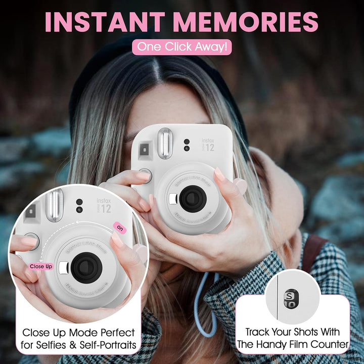 Fujifilm Cámara Instantánea Instax Mini 12 Blanco Arcilla + Estuche...