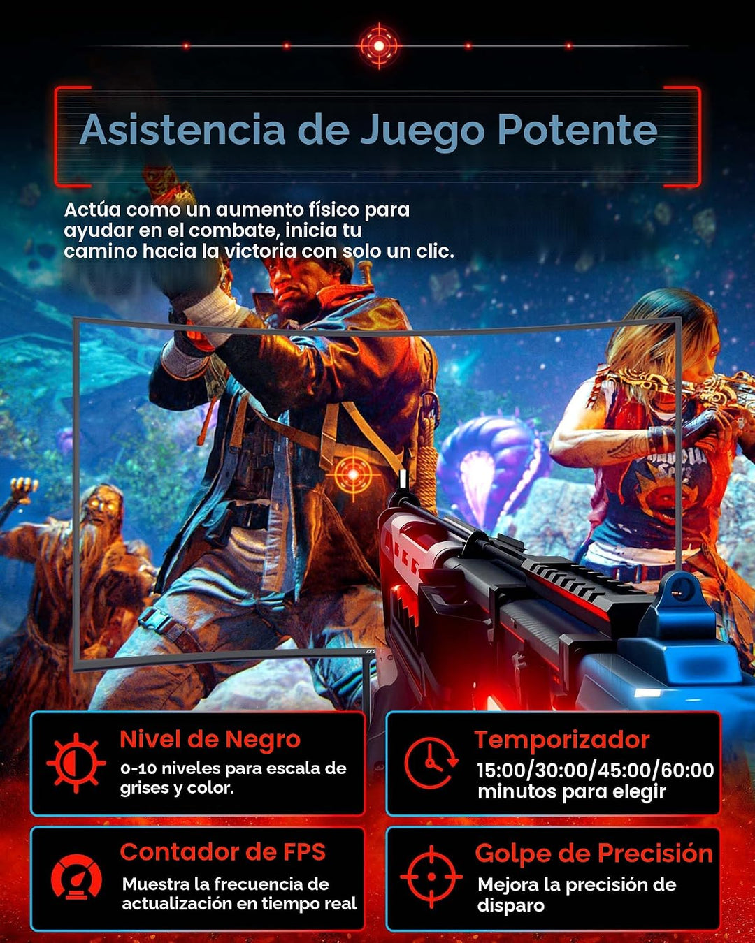 SANSUI Monitor curvo para juegos de 27 pulgadas 240Hz FHD 1080P, mo...