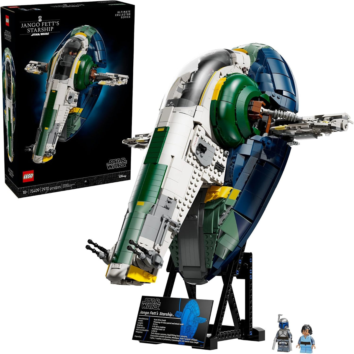 LEGO Star Wars Nave Estelar Clase Firespray de Jango Fett Set de Construcción para Adultos - Kit de Modelo Coleccionable El Ataque de los Clones y Decoración de Habitación - Idea de Regalo DIY para