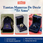 Caja de anillo grabable con luz LED, grabadora de voz de 60 segundos, caja de regalo de joyería de terciopelo para propuesta, compromiso y recuerdo, azul medianoche