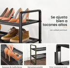 Estante metálico expandible para zapatero/closet, entrada y garaje, 2 niveles, negro