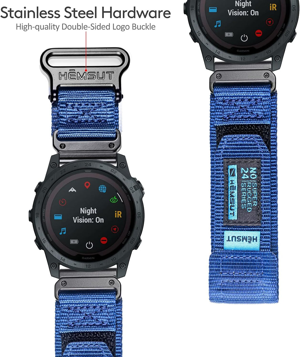 Compatible con la Correa de Reloj Garmin, Correa Deportiva de Nylon Super Resistente con Diseño de Bucle Tejido para Fenix/Forerunner/Approach/MARQ/Quatix/Serie D2, Correa de Reemplazo Resistente para