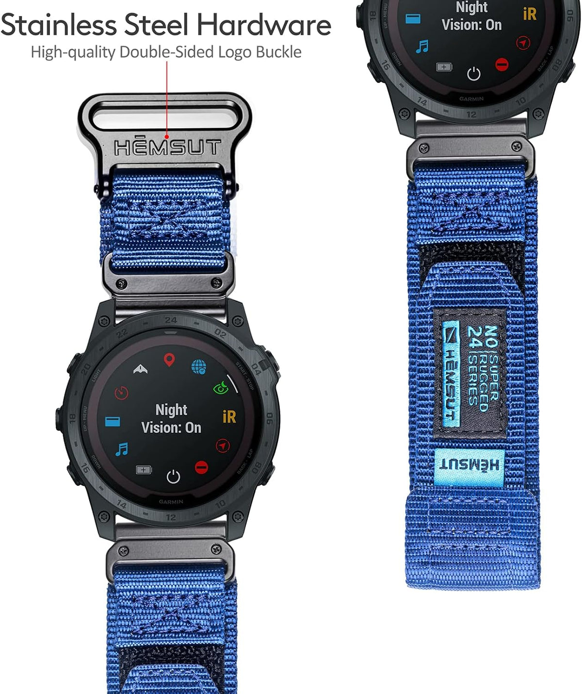 Compatible con la Correa de Reloj Garmin, Correa Deportiva de Nylon Super Resistente con Diseño de Bucle Tejido para Fenix/Forerunner/Approach/MARQ/Quatix/Serie D2, Correa de Reemplazo Resistente para