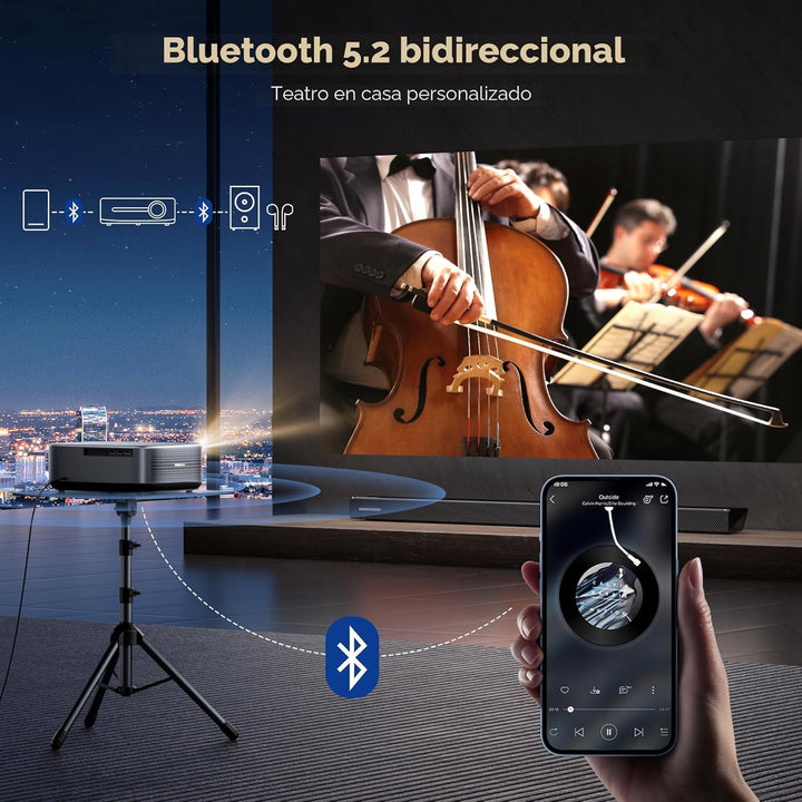 [1200 ANSI y audio de DBX-TV] Proyector Alvar con WiFi 6 y Bluetoot...