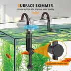hygger Filtro de acuario silencioso para colgar en la parte posterior, filtro de tanque de peces pequeño de 5 a 30 galones con barra rociadora de superficie, 3 almohadillas de hilo dental, flujo ajustable, fácil cambio de agua 132 GPH