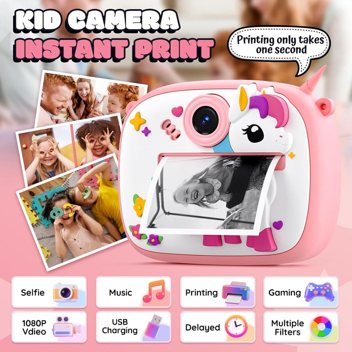Cámara de impresión instantánea para niños, cámara digital para niñ...