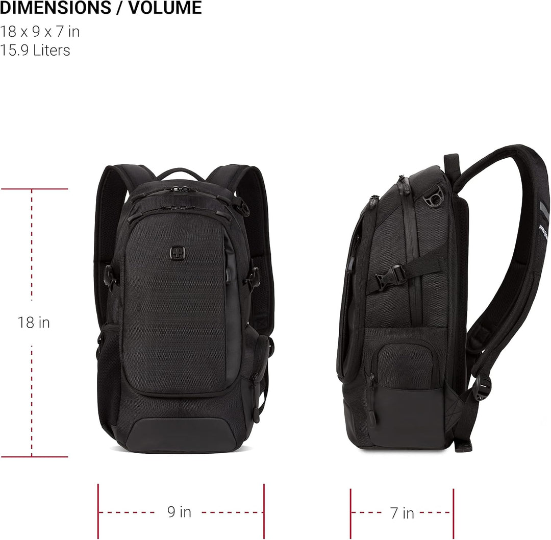 SwissGear 3598 - Mochila estrecha de día, negro (Black Ballistic)