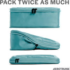 Cubos de embalaje de compresión Aerotrunk para viajes - Bolsas organizadoras de equipaje - Cubos de embalaje de doble cremallera para maletas (paquete de 6, Azul verdoso)