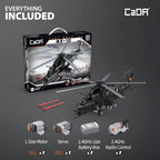 CADA Z-10 Kit de construcción de helicóptero motorizado – 989 piezas con batería recargable, motores duales, controlador de 2.4 GHz – Juego de helicóptero de ladrillo RC compatible con las principales