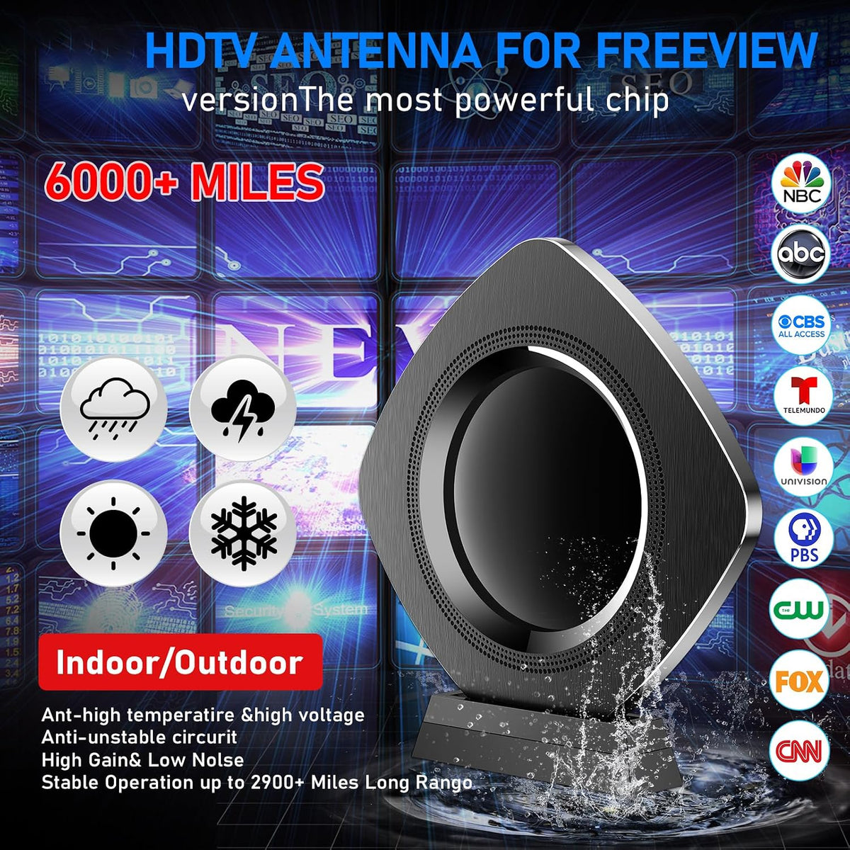 Antena de TV para Smart 6000+Miles, mejor antena de TV digital para