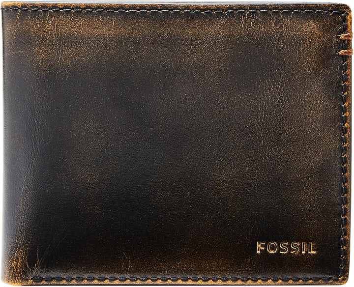 Fossil - Cartera plegable de cuero para hombre con ventana abatible...