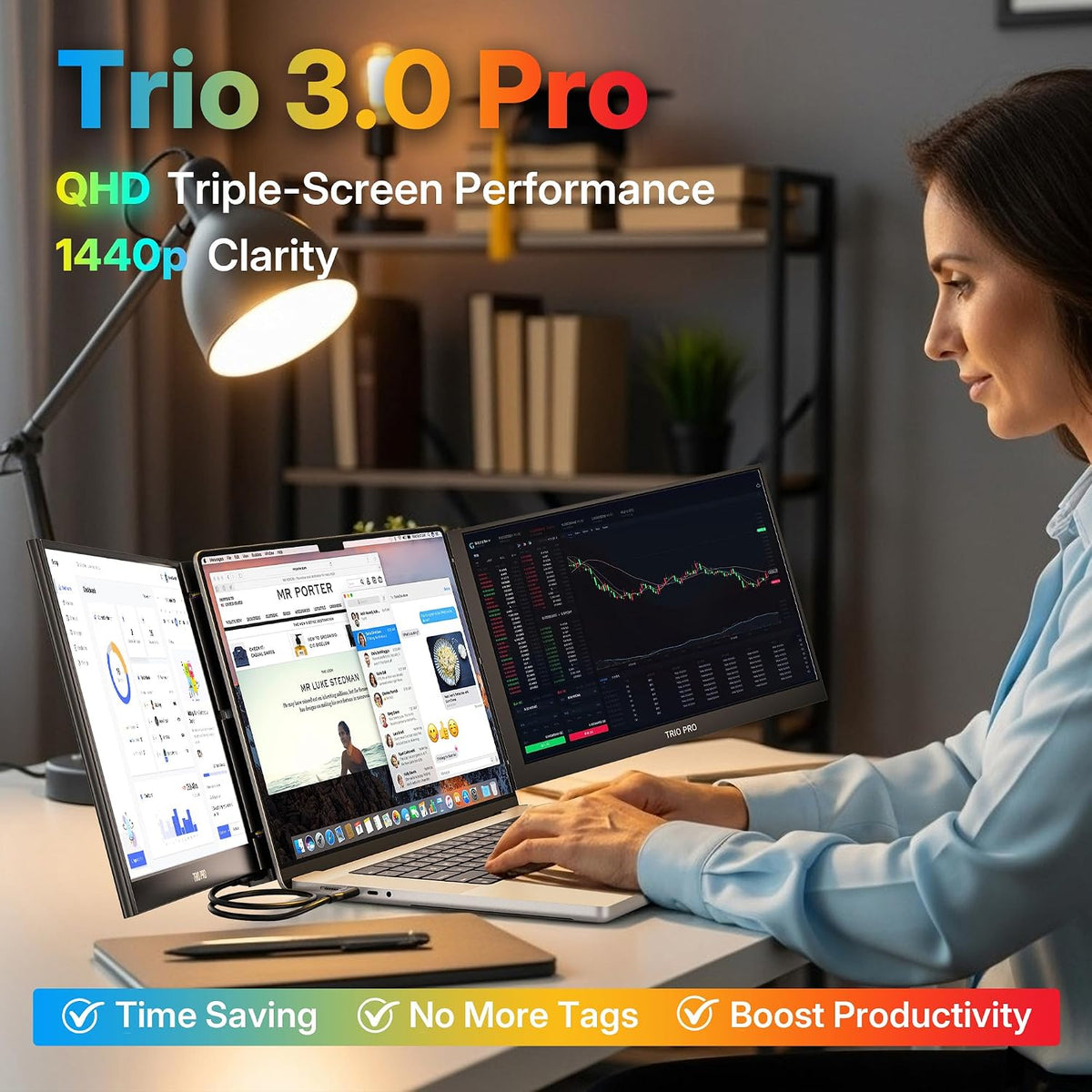 Nuevo móvil Pixeles Trio 3 Pro 14.1 "QHD 1400P triple monitor p...