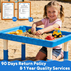 FUNLIO Mesa sensorial para niños (35 x 24 pulgadas), mesa sensorial rectangular de altura ajustable, multiuso como mesa de agua y mesa de arena para interiores y exteriores, fácil de montar en 3