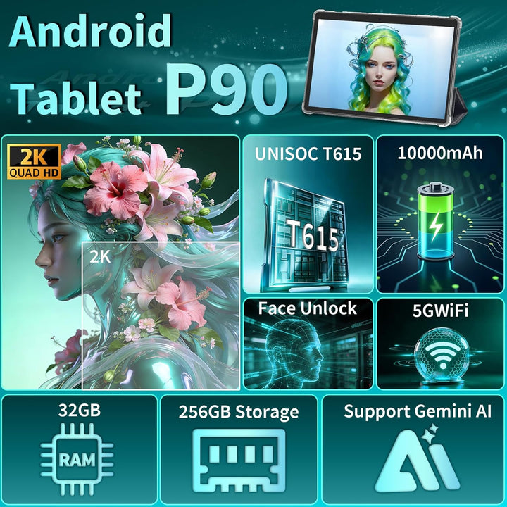 Tableta de 13 pulgadas con teclado, tableta Android 16, expansión d...