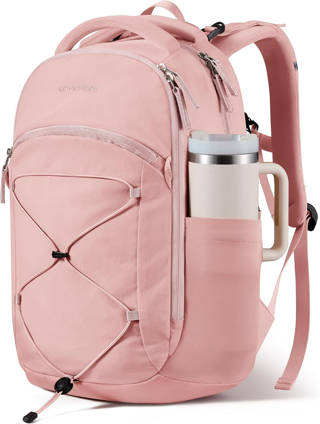 LOVEVOOK Mochila de viaje para laptop, Rosa claro, 15,6 pulg., Viaj...
