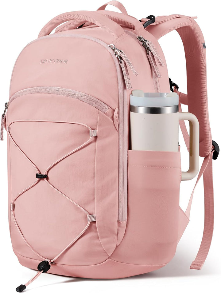 LOVEVOOK Mochila de viaje para laptop, Rosa claro, 17 pulg., Viaje...