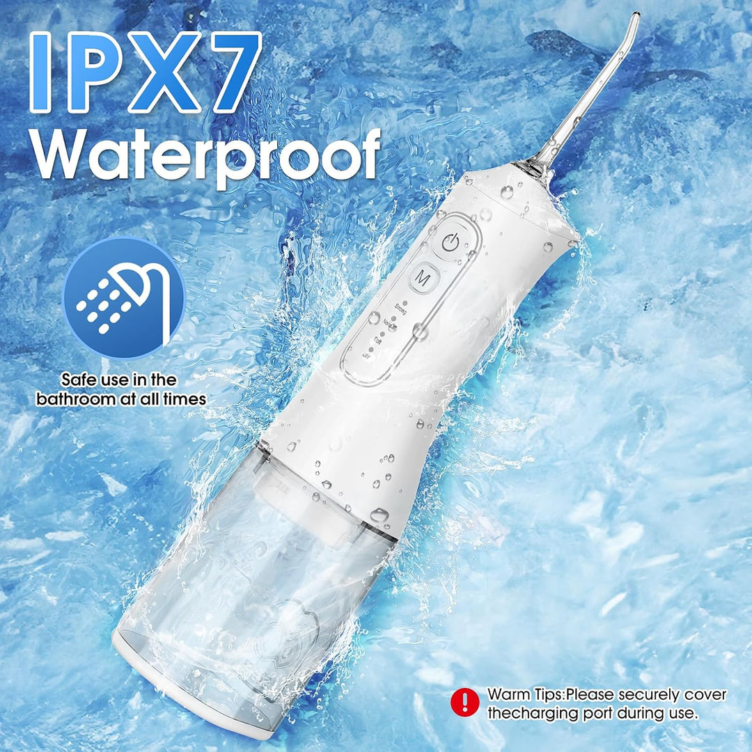 Irrigador bucal portátil inalámbrico con tanque de 10.1 fl oz, 4 mo...