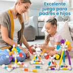 ROUSKY Juego de construcción de bloques de construcción magnéticos, 66 piezas, juguete educativo STEM con tubos flexibles y conectores (66 piezas)