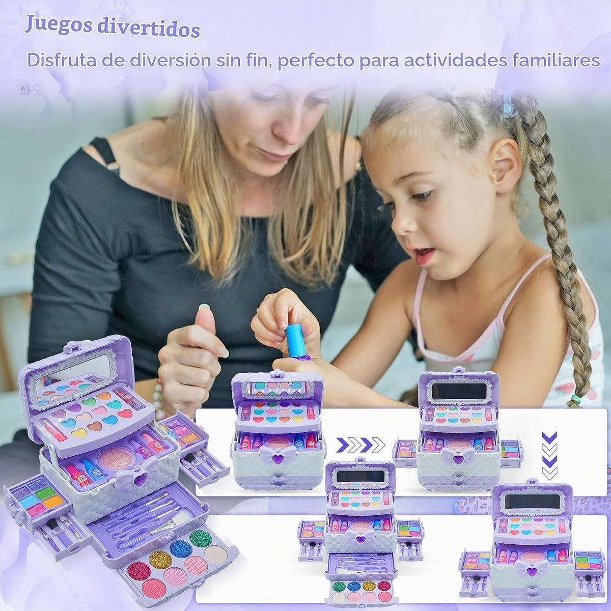Juegos de maquillaje para niñas - Kit de maquillaje lavable real para niñas