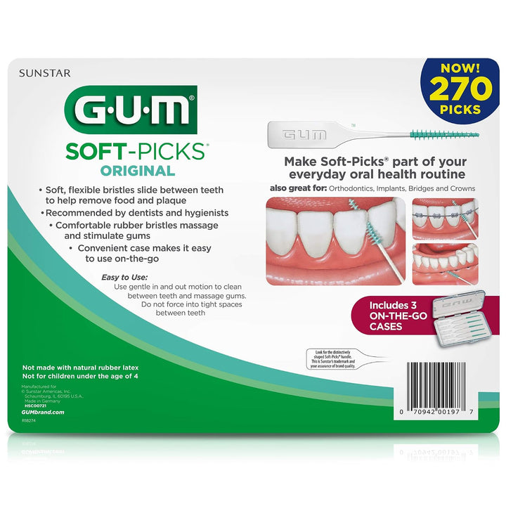 GUM Soft-Picks Original, púas dentales fáciles de usar para limpiez...