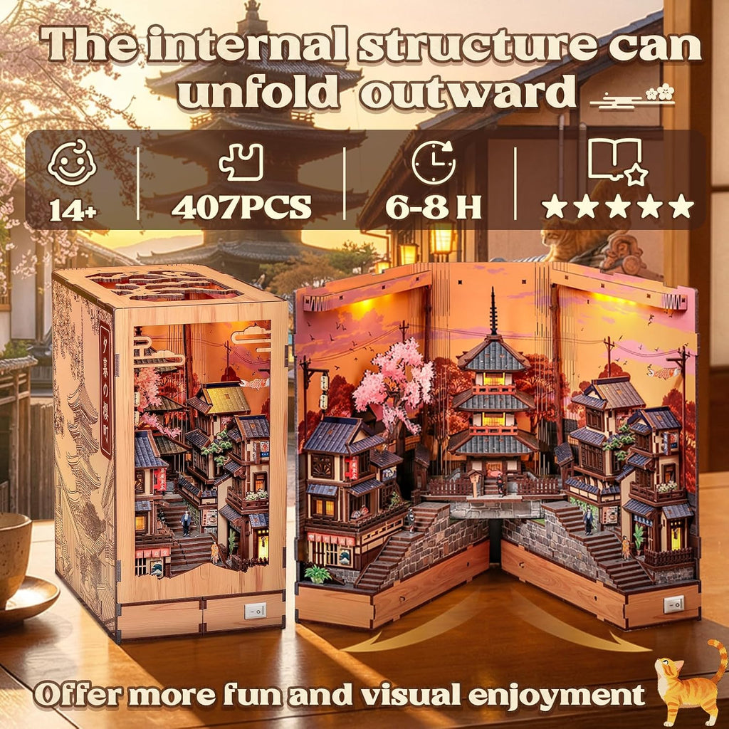 CUTEBEE Kit de rincón de libro - Diorama de calle japonés en miniatura de