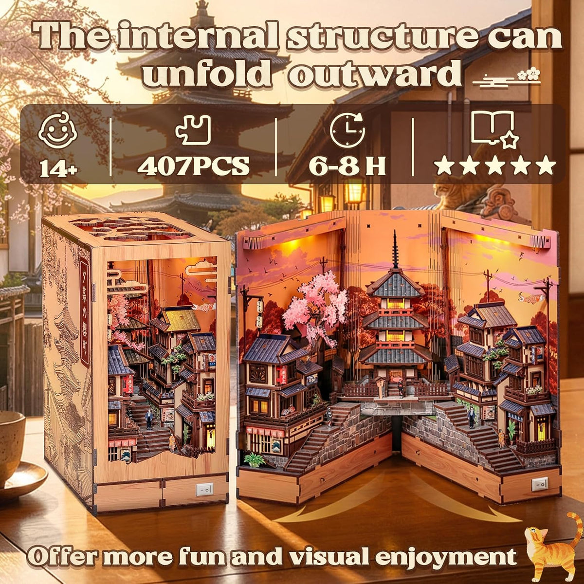 CUTEBEE Kit de rincón de libro - Diorama de calle japonés en miniatura de