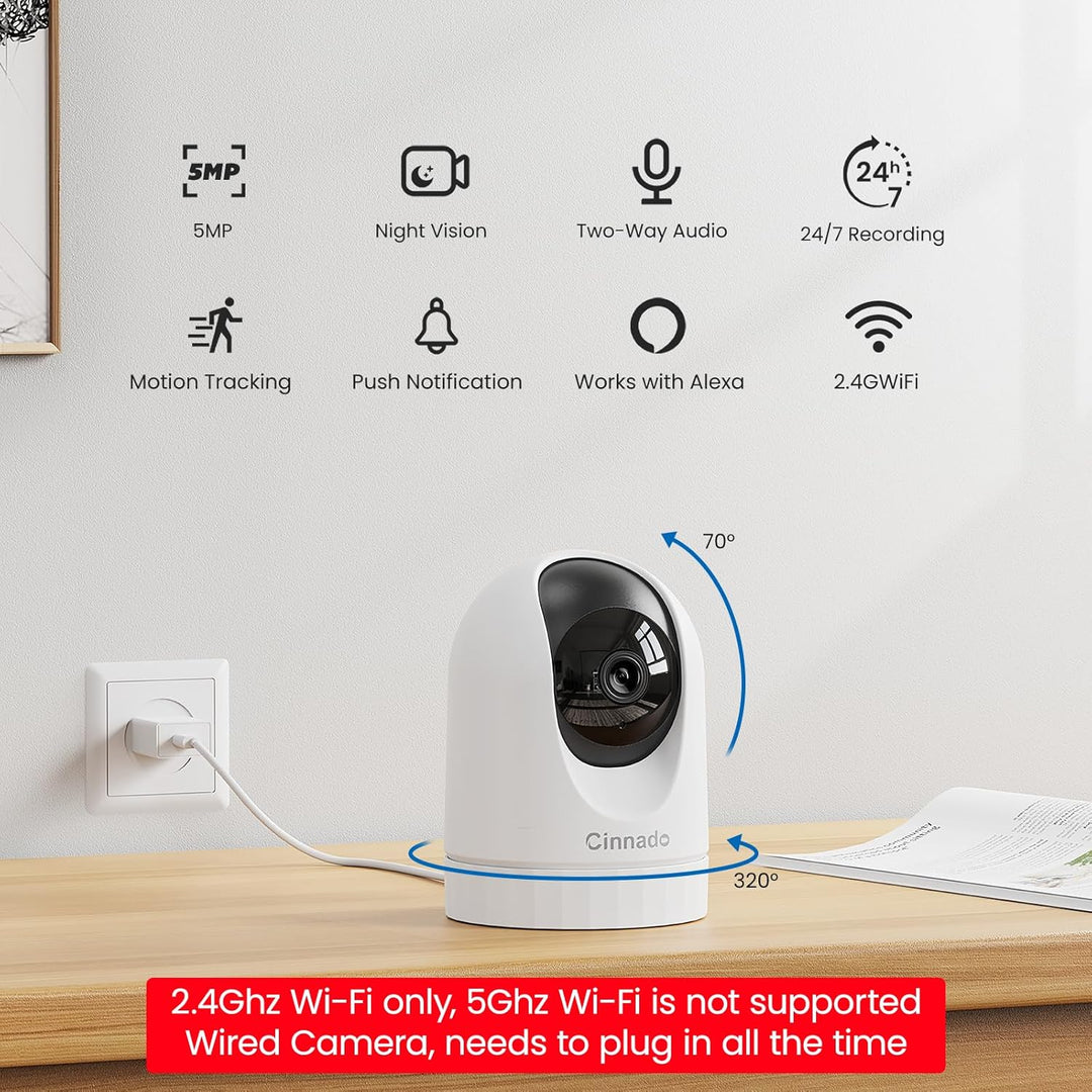 Cinnado - Cámara de seguridad para interiores 2K, cámaras WiFi 360°...