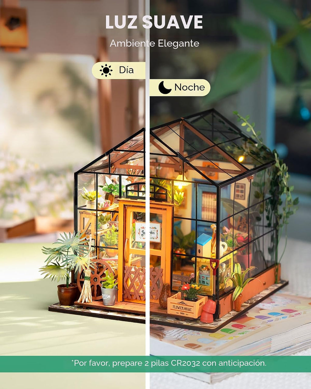 Rolife Kit de casa de muñecas en miniatura para invernadero, regalo