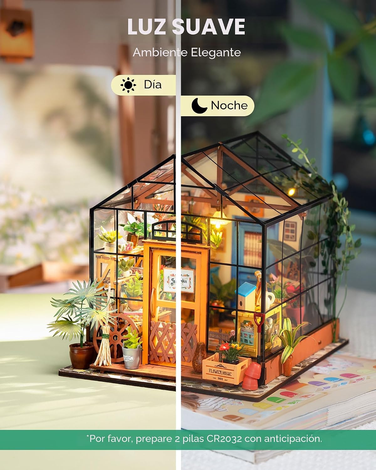 Rolife Kit de casa de muñecas en miniatura para invernadero, regalo