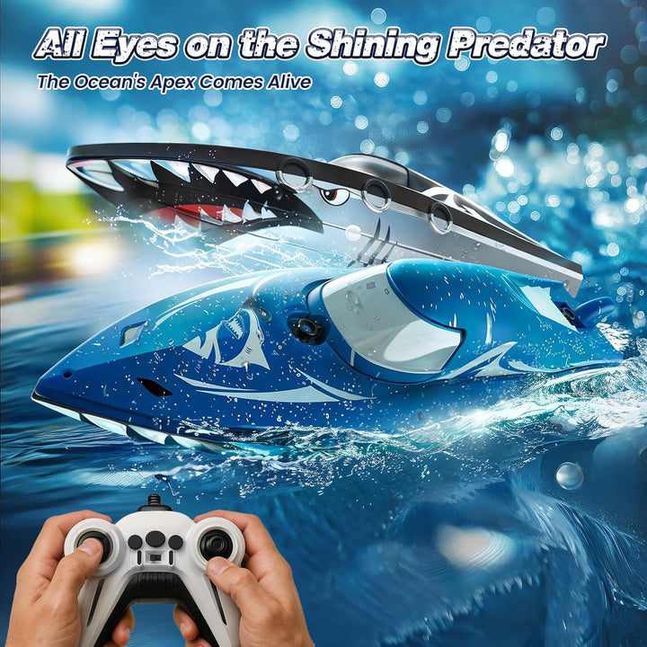 Shark - Barco de carreras RC para niños y adultos, barco de control...