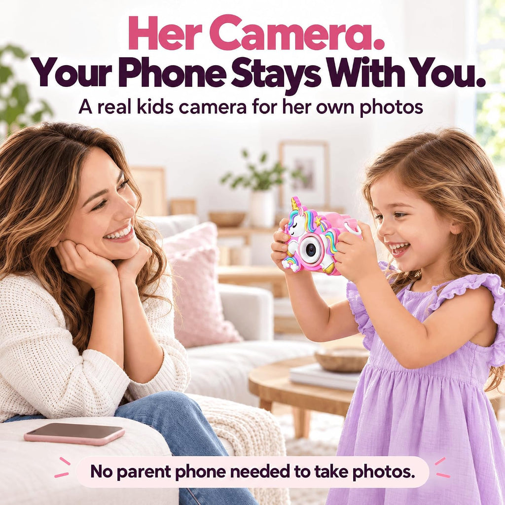 Cámara para niños para niñas Juguetes Regalo: Regalos para niñas de 3, 4 y 5 años, cámara digital rosa para selfies, regalo de cumpleaños de Navidad para niñas, cámaras de juguete para niños pequeños