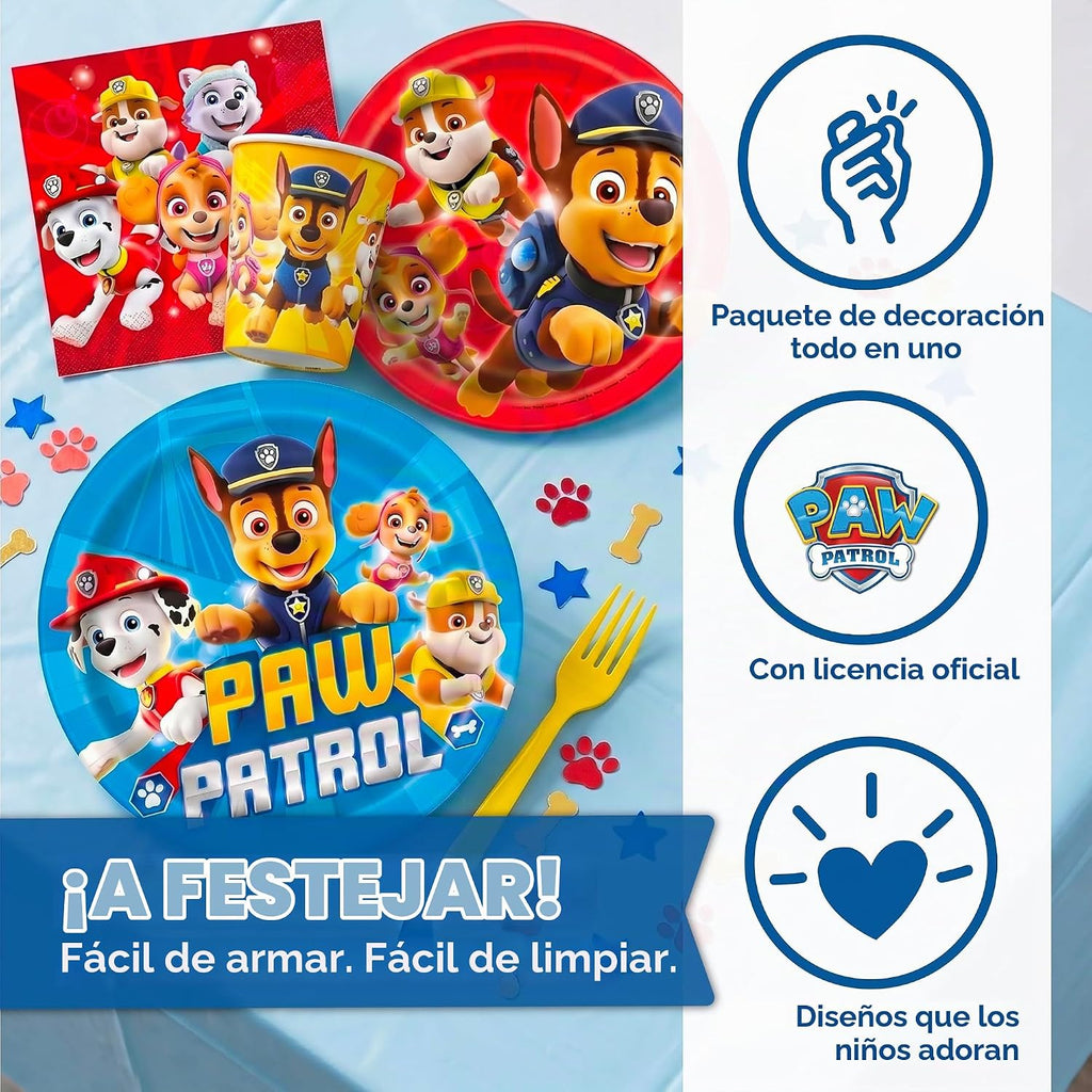 Unique Decoraciones de cumpleaños de Paw Patrol - Juego completo de vajilla
