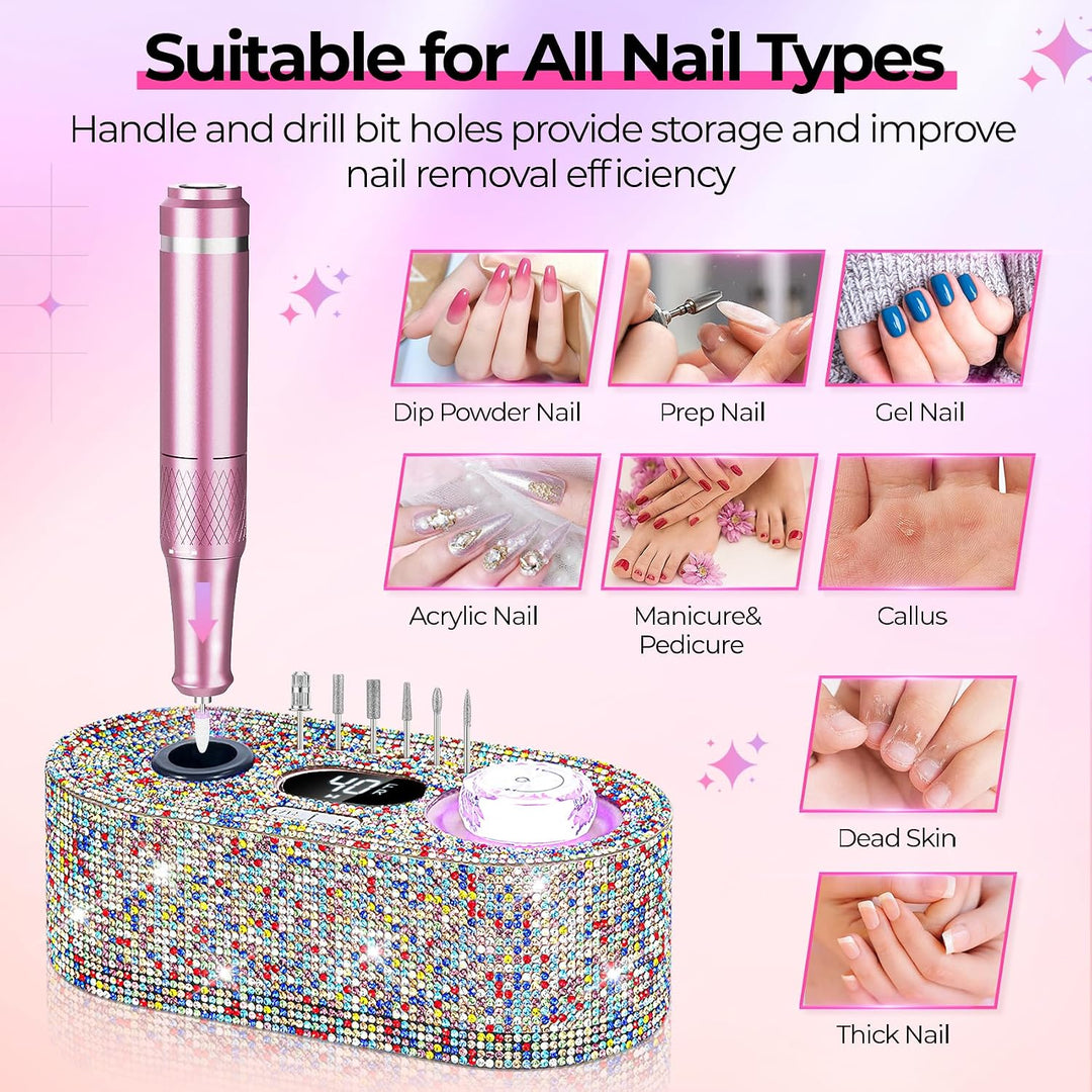 JOSGLOI Taladro de Uñas Eléctrico Profesional: Kit de Lima de Uñas...