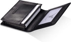Funda de piel para tarjetas de visita para hombres y mujeres, piel de becerro italiana