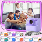 Cámaras digitales instantáneas para niños y niñas, cámara digital selfie HD de doble lente 1080P con papel de impresión y tarjeta TF, regalos de cumpleaños de Navidad, juguetes para niños pequeños y