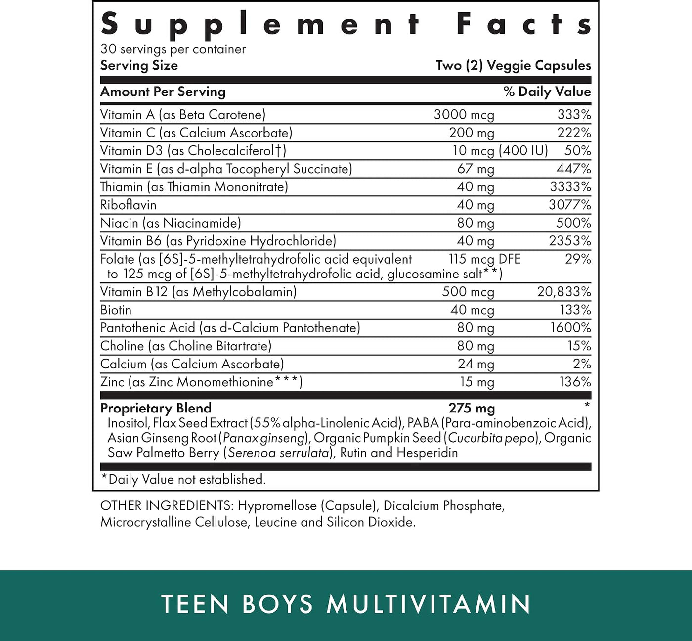 MICHAEL'S Health Naturopathic Programs Teen Boys - 60 cápsulas vege...