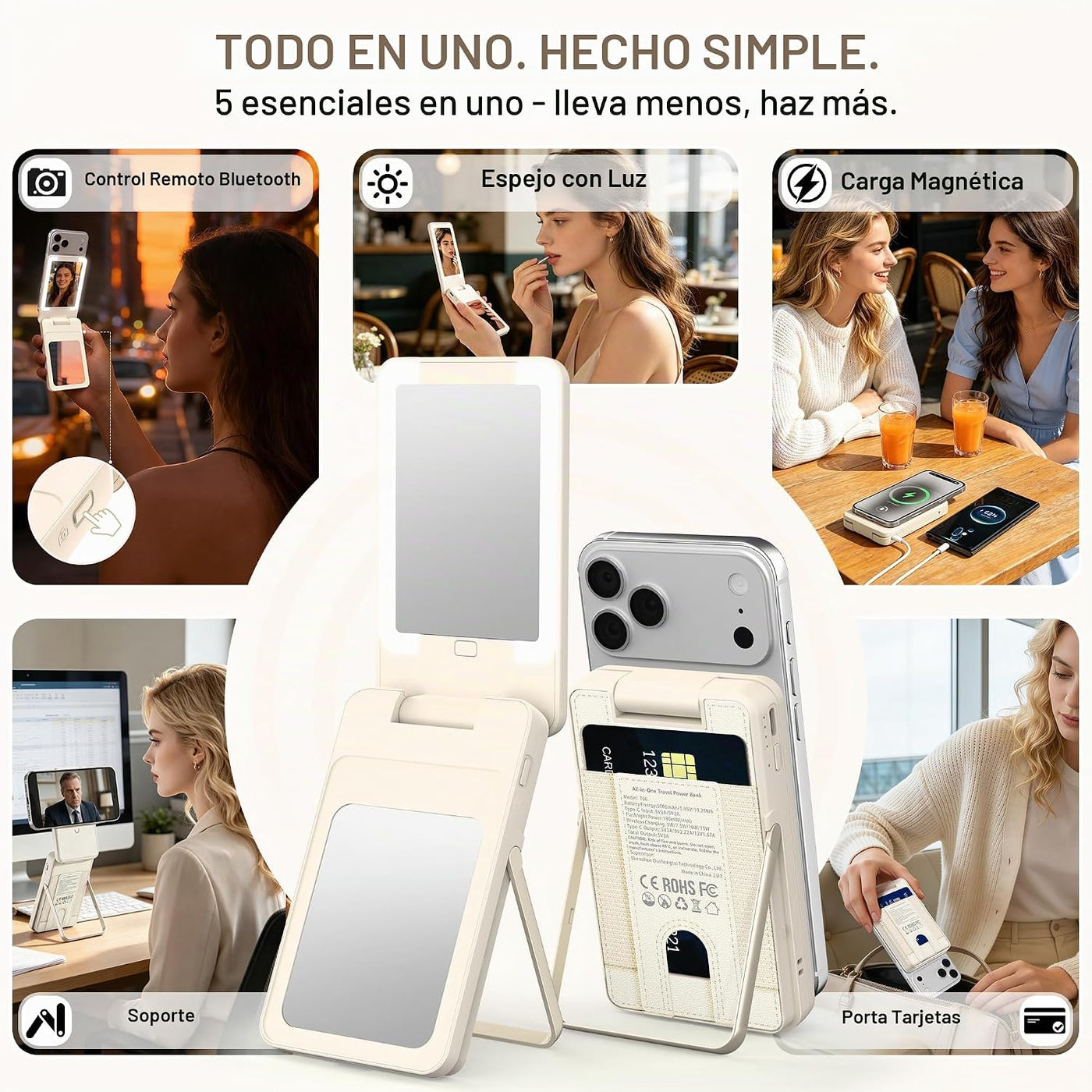 DOSUKE Banco de energía inalámbrico magnético, cargador portátil de...