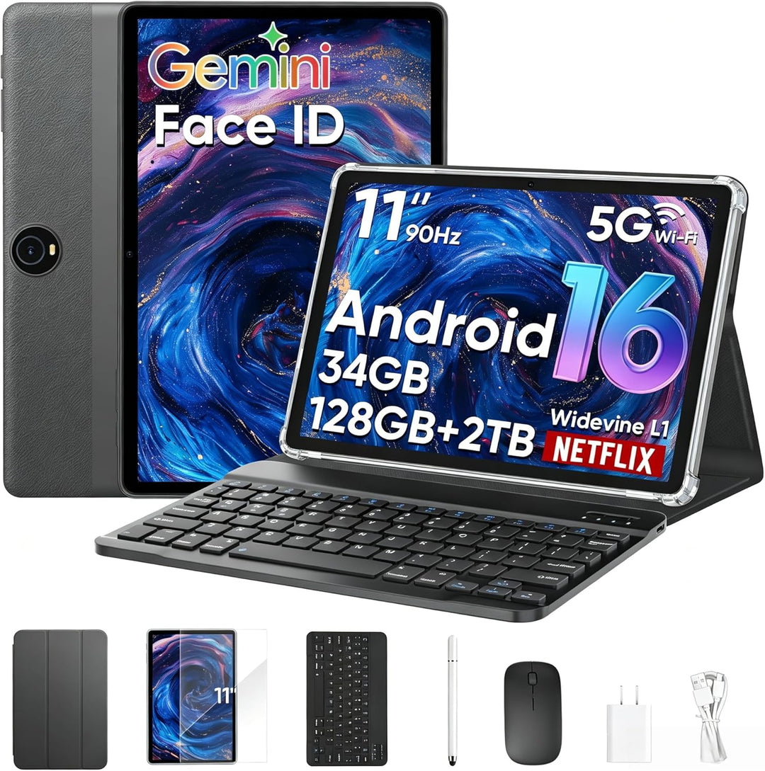 HNVHNV Tableta Android 16 de 11 pulgadas con teclado, 34 GB+128 GB+...